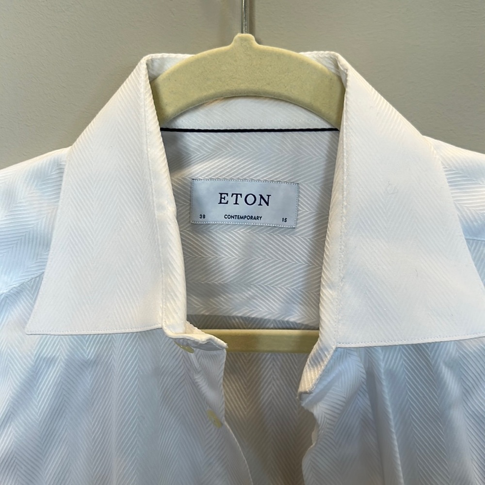 Eton Men's White Textured Tuxedo Shirt - Like New